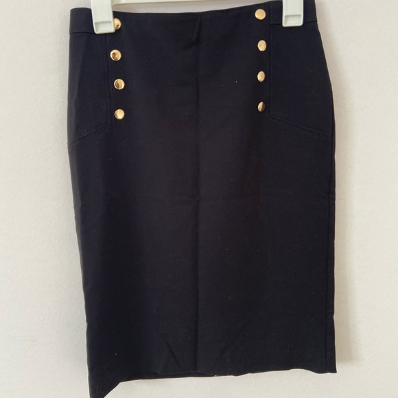 Ann Taylor Dresses & Skirts - NEW Ann Taylor black midi skirt with gold buttons